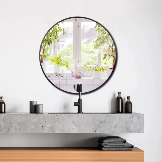 24" Metal Frame Round Wall Mirror for Bathroom Vanity Wall Decor Circle Mirror {4}