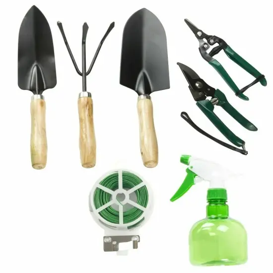 8 in 1 Plant Care Garden Tool Set Spray Bottle Pruners Rake Shovel {3}