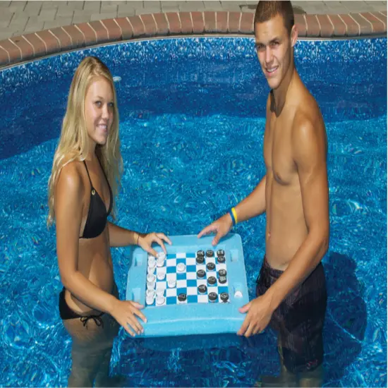 Swim Central Floating Checkers and Backgammon Magnetic Swimming Pool Board Game Combo - 20" Blue {4}