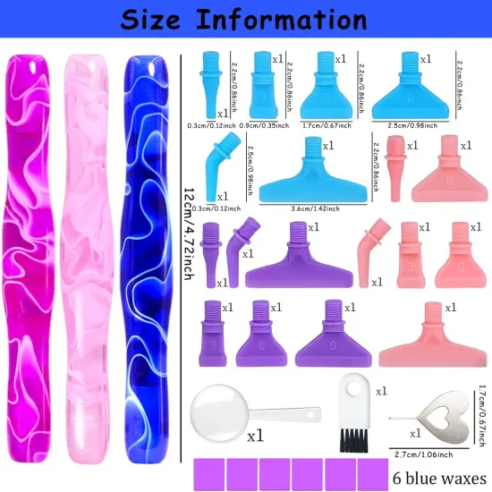 5D Diamond Painting Drill Pen, Rhinestone Gem Picker Tool Kit for Adults & Nail Art Bright blue&pink&pur {4}
