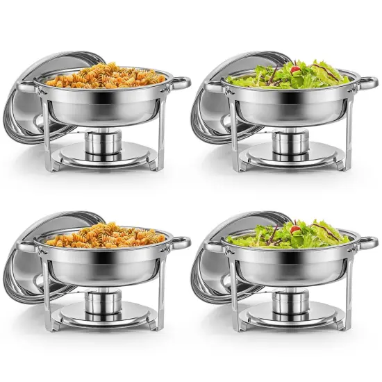 WILPREP 4 Pack 5.3qt Chafer Chafing Dish Stainless Steel Bain Marie Food Warmer {1}