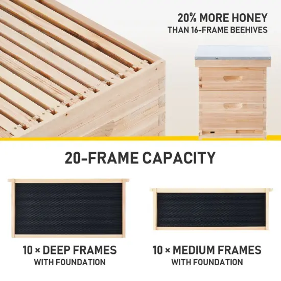 Complete Langstroth Bee Hive Kits 10-Frame 1 Deep Box 1 Medium Queen Excluder {2}