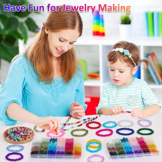 1150 Pieces 8mm Round Glass Beads for Jewelry Making, 23 Colors Crystal Beads for Bracelets Jewelry Making and DIY Crafts {4}