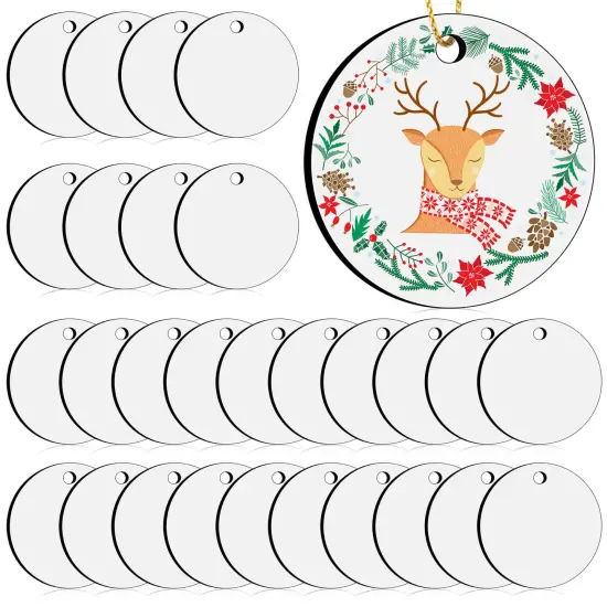 3 inc Round Sublimation Ornament Blanks, 30 Pieces - For Christmas Tree Decor and DIY Crafts (3 inches) {2}