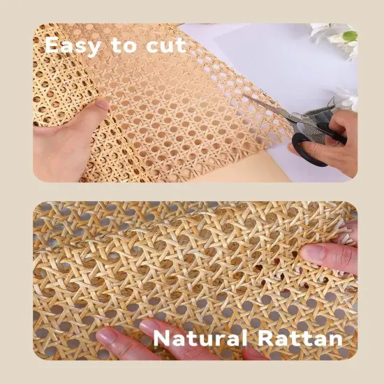 16-Inch Wide Natural Rattan Webbing 40-Inch Long (3.3 Ft.) Rattan Webbing Rolls for Furniture, Chairs, Cabinets, Ceilings, Beds Rattan Projects Basket Weaving Supplies Open Mesh Rattan {5}