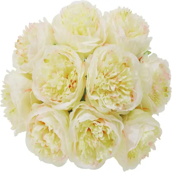 10Heads Artificial Peony Silk Flowers for Home, Wedding, and Party Decor Champagne {1}