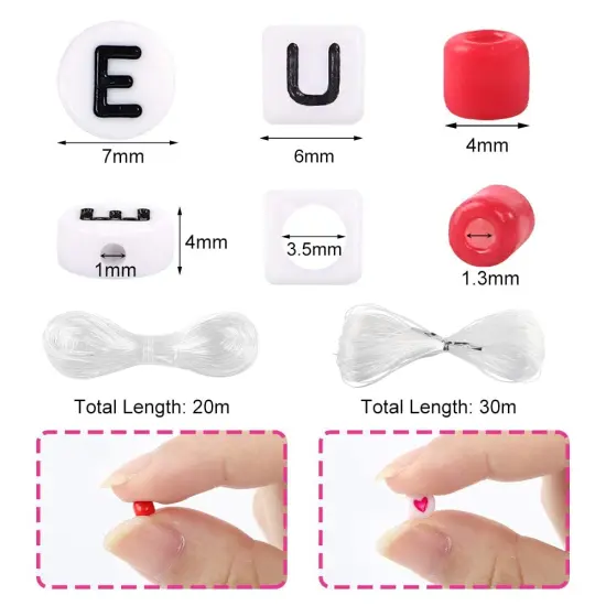 8800 Pieces Beads Kit, Including 7200 Pieces 4mm Glass Seed Beads and 1600 Pieces Letter Beads for Bracelet Jewelry Making and Crafts with 20m Crystal String and 30m Elastic String {6}