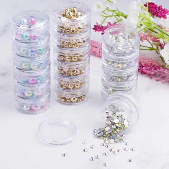 6 Sets 6 Layer Stackable Plastic Containers, 10G/10ML Clear Cosmetic Storage Box Round Organizer Jars for Beads, Buttons, Small Jewelry Findings {3}