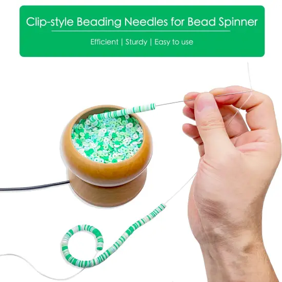 4 Pieces Beading Needles - 6.7 inches Clip-Style Beading Needles for Bead Spinner, 0.7mm Diameter, Efficient|Sturdy Beading Needles for Jewelry Making (4-Curved/0.7mm) {1}