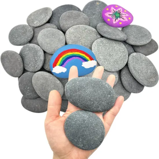 50PCS Painting Rocks, Natural DIY Rocks Flat & Smooth Kindness Rocks for Arts, Crafts, Decoration, Medium & Small Rocks for Painting ，1.5"-3"Hand Picked for Painting Rocks {1}