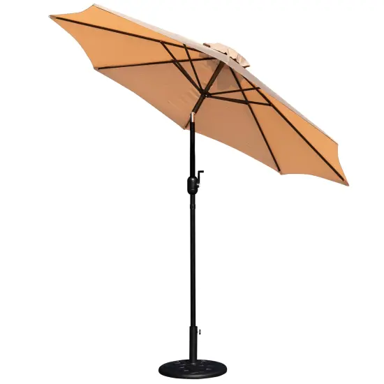 Merrick Lane Bali Patio Umbrella with Base - 9' Polyester Patio Umbrella - 30+ UV Protection - Waterproof Cement Base with 1.5" Diameter Aluminum Pole Navy {10}