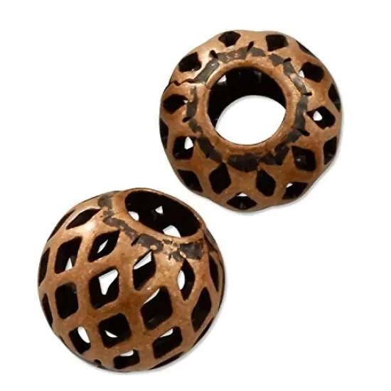 Round Filigree Bead 8mm Antique Copper Plated (10-Pcs) {2}