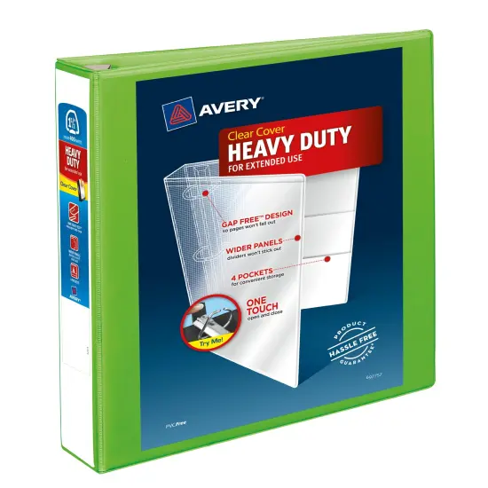 Avery Heavy-Duty View 3 Ring Binder, 1.5" One Touch EZD Rings, 1 Chartreuse Binder (79773) {1}