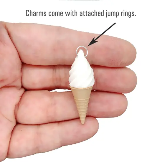 Small Ice Cream Charms, 8pcs, Cute Dipped & Swirl Cones, Pairs for Earrings, Adorabilities {2}