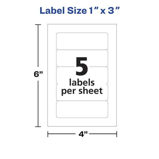 Avery Multi-Use Removable Labels, 1" x 3", Print or Write ID Labels, White, 3-Pack, 750 Labels Total (35436) {6}