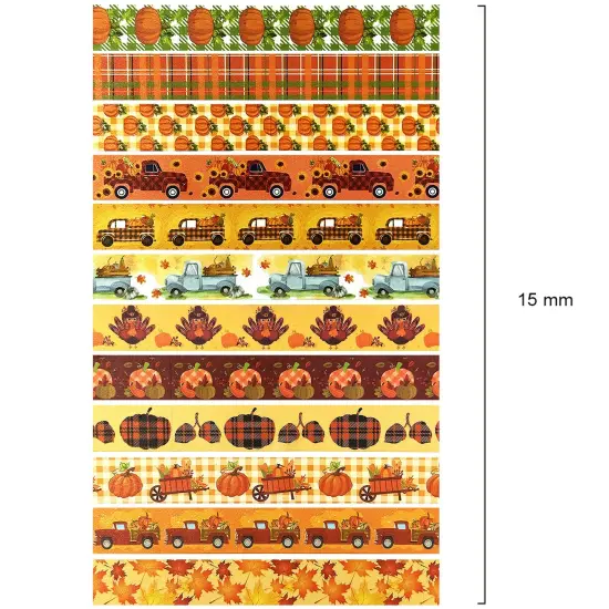 Wrapables Decorative Washi Tape for Scrapbooking, Stationery, Diary, Card Making (12 Rolls), Pumpkin Fun {2}