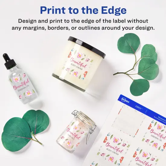 Avery Printable Blank Square Labels, 2" x 2", Glossy Crystal Clear, 120 Customizable Labels (22853) {4}