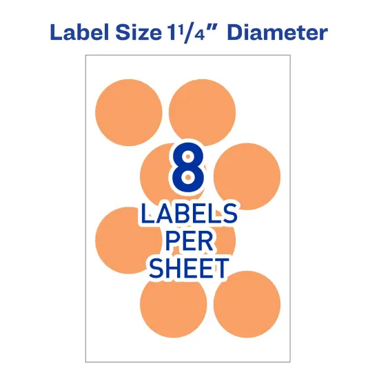 Avery Removable Color-Coding Labels, Removable Adhesive, Neon Orange, 1-1/4" Diameter, 400 Labels (5476) {2}