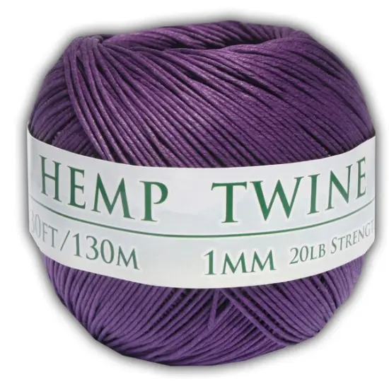 Hemptopia, Hemp Twine Ball, 430ft, 20lb test strength, Multiple colors, All Natural Purple {2}