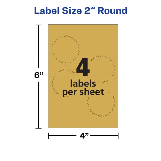 Avery Notary Seal Labels, 2" Diameter, Printable Gold Certificate Seals, Inkjet, 3-Pack, 132 Gold Seals Total (35868) {6}