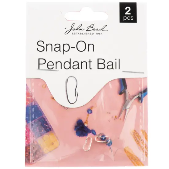 John Bead Snap-On Pendant Bail 9mm 2/Pkg-Silver {1}