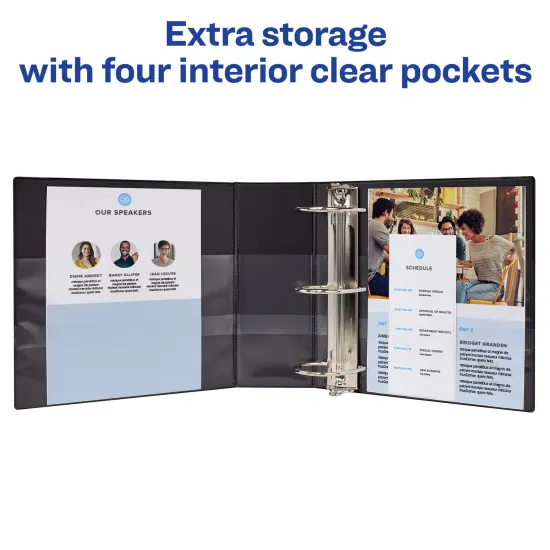 Avery Durable 3 Ring Binder, 4" One Touch EZD Rings, Label Holder, 1 Black Binder (08802) {4}