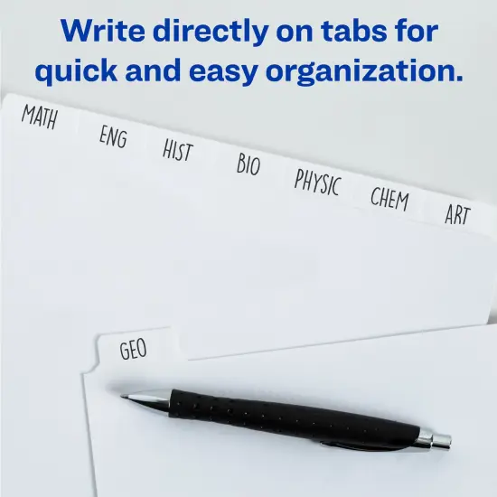 Avery Binder Tabs Divider &ndash; Bulk 5‑Tab Write‑On Design, Tear‑Resistant Reinforced Holes, Fits Standard 3‑Ring Binder, White Recycled Index Paper, 36 Sets &ndash; Ideal for Students & Offices {2}