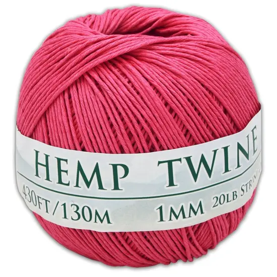 Hemptopia, Hemp Twine Ball, 430ft, 20lb test strength, Multiple colors, All Natural Pink {2}