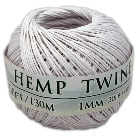 Hemptopia, Hemp Twine Ball, 430ft, 20lb test strength, Multiple colors, All Natural White {2}