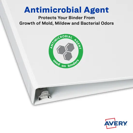 Avery TouchGuard Protection View 3 Ring Binder, Clear View Cover, 1 Inch Slant Rings, 1 White Binder (17193) {3}