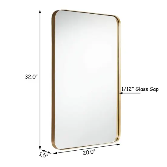 Wall-Mounted Rectangle Bathroom Mirror with Metal Frame Suitable for Home or Offices Golden {5}
