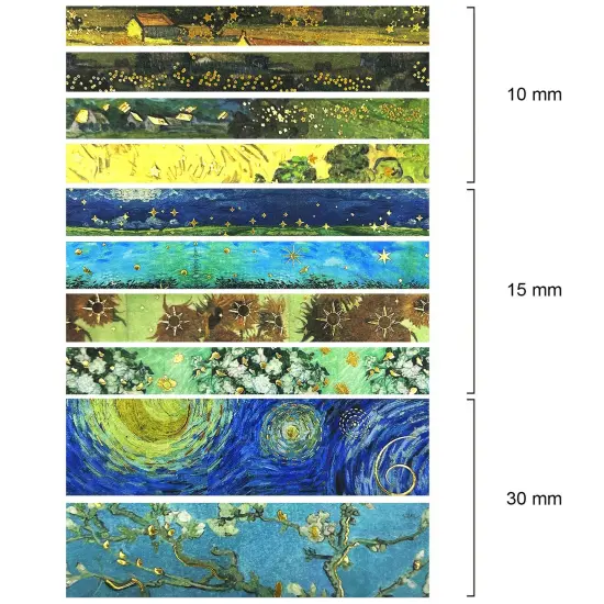 Wrapables Decorative Gold Foil Washi Tape Box Set for Arts & Crafts, Scrapbooking, Stationery, Diary (10 Rolls) Artwork {2}