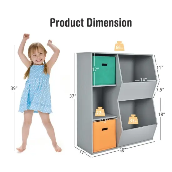 Kids Toy Storage Cabinet Shelf Organizer -Gray Grey {5}