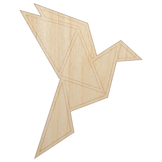 Origami Paper Bird Unfinished Wood Shape Piece Cutout for DIY Craft Projects {2}