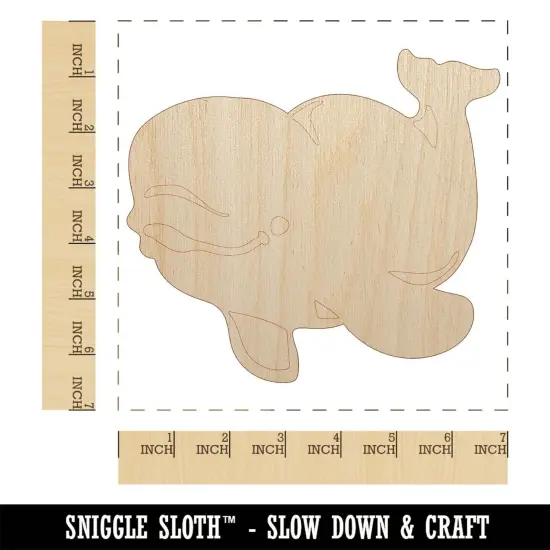 Jolly Beluga Whale Unfinished Wood Shape Piece Cutout for DIY Craft Projects {1}