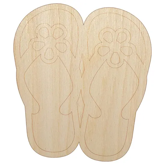 Cute Floral Flip Flop Sandals Unfinished Wood Shape Piece Cutout for DIY Craft Projects {2}
