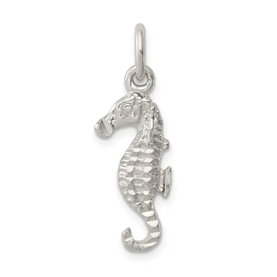 Sterling Silver Seahorse Charm Jewelry Sea Jewelry 24mm x 10mm {1}