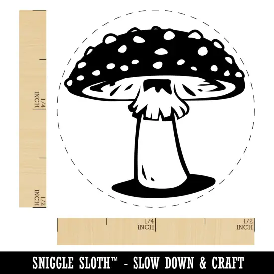 Amanita Muscaria Fly Agaric Poisonous Mushroom Whimsical Toadstool Self-Inking Rubber Stamp for Stamping Crafting Planners Lime Green {1}