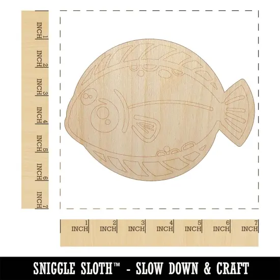 Kawaii Dab Fish Unfinished Wood Shape Piece Cutout for DIY Craft Projects {1}