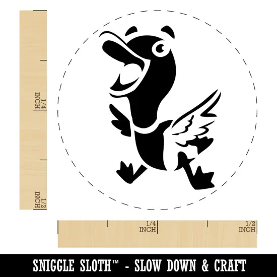 Excited and Happy Mallard Duck Cartoon Self-Inking Rubber Stamp Ink Stamper for Stamping Crafting Planners Green {1}