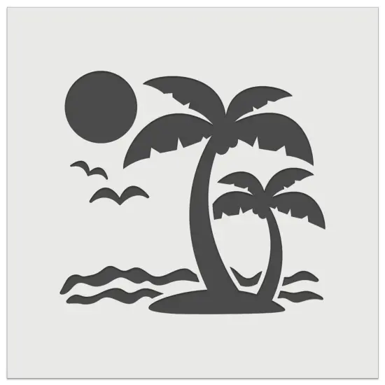 Palm Tree Tropical Island Sun Waves Wall Cookie DIY Craft Reusable Stencil {2}