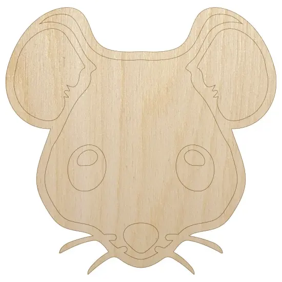 Cute Mouse Face Unfinished Wood Shape Piece Cutout for DIY Craft Projects {7}
