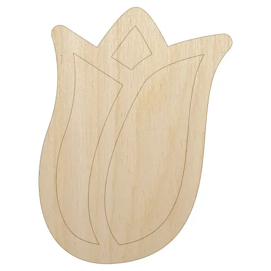 Flower Bud Outline Unfinished Wood Shape Piece Cutout for DIY Craft Projects {1}