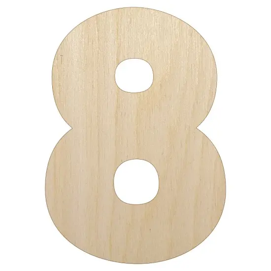 Number 8 Eight Fun Bold Font Unfinished Wood Shape Piece Cutout for DIY Craft Projects {1}