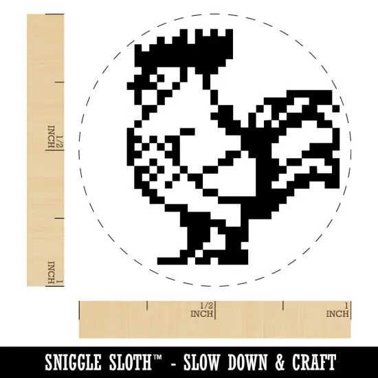 Pixel Rooster Chicken Self-Inking Rubber Stamp for Stamping Crafting Planners Red {1}