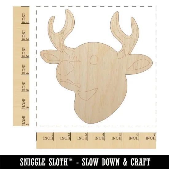 Deer Buck Head Unfinished Wood Shape Piece Cutout for DIY Craft Projects {1}
