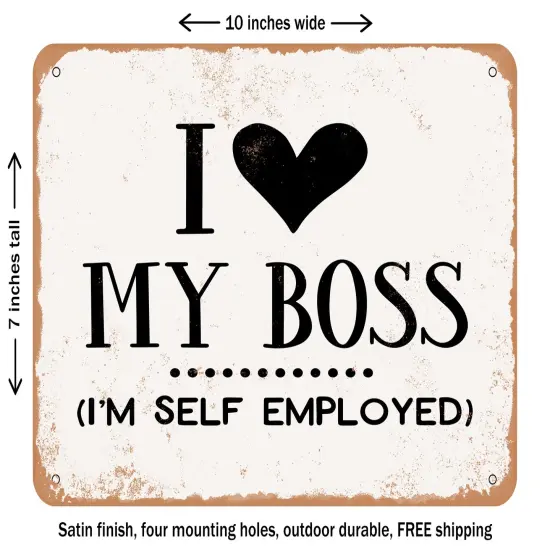 DECORATIVE METAL SIGN - I Love My Boss - 2 - Vintage Rusty Look {1}