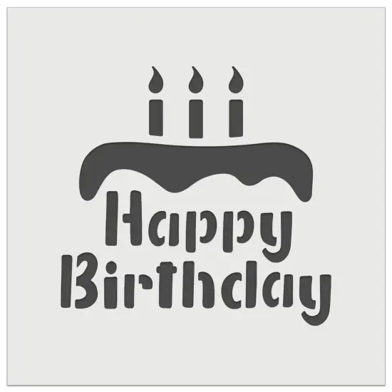 Happy Birthday with Cake Wall Cookie DIY Craft Reusable Stencil {2}