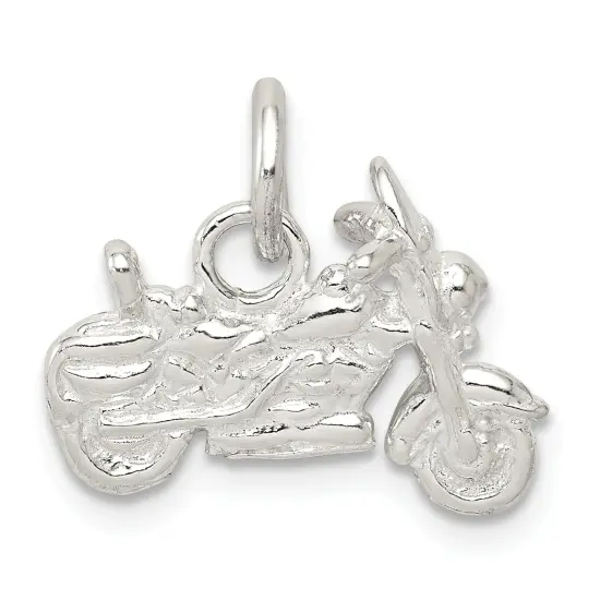 Sterling Silver Motorcycle Charm Pendant Jewelry 12mm x 17mm {1}