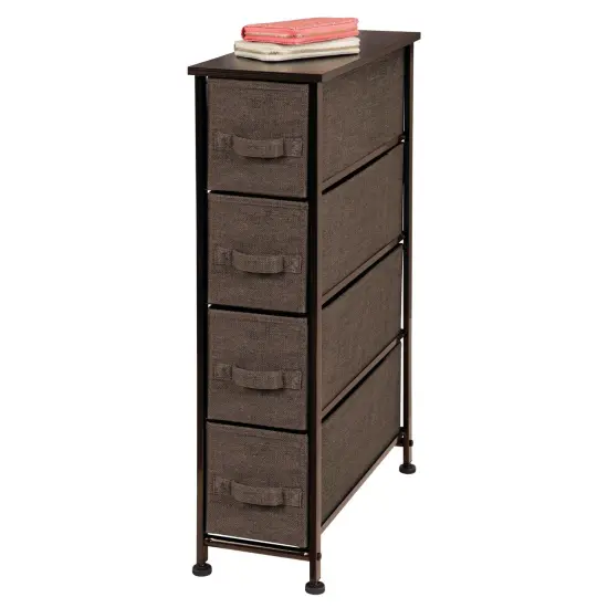 mDesign Narrow Dresser Storage Tower Stand with 4 Fabric Drawers, {1}